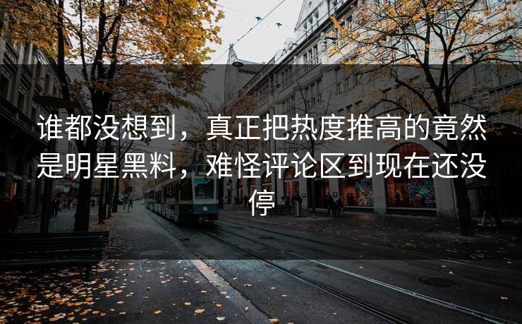 谁都没想到，真正把热度推高的竟然是明星黑料，难怪评论区到现在还没停