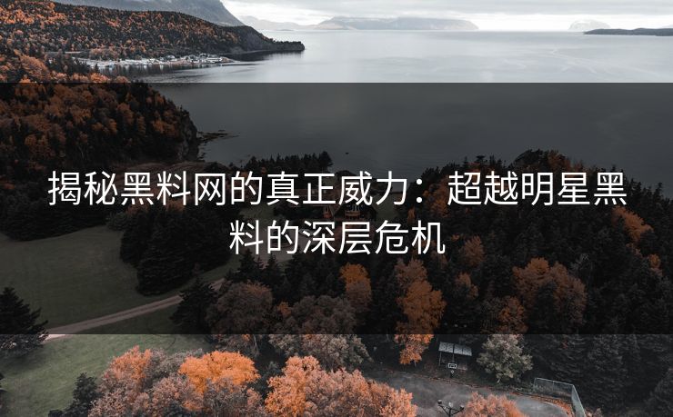 揭秘黑料网的真正威力：超越明星黑料的深层危机