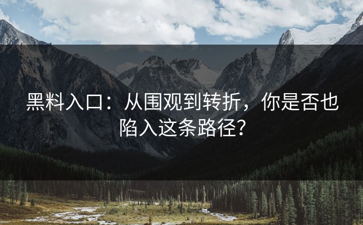 黑料入口：从围观到转折，你是否也陷入这条路径？