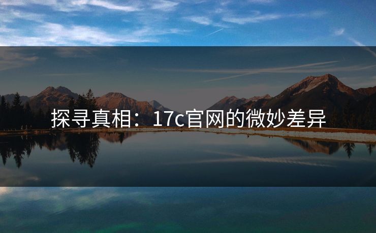 探寻真相：17c官网的微妙差异