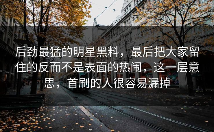 后劲最猛的明星黑料，最后把大家留住的反而不是表面的热闹，这一层意思，首刷的人很容易漏掉