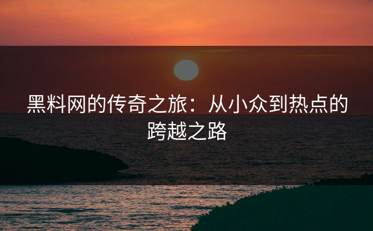 黑料网的传奇之旅：从小众到热点的跨越之路  第1张