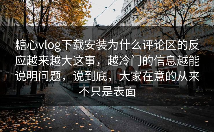 糖心vlog下载安装为什么评论区的反应越来越大这事，越冷门的信息越能说明问题，说到底，大家在意的从来不只是表面