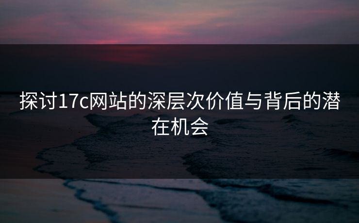 探讨17c网站的深层次价值与背后的潜在机会  第1张