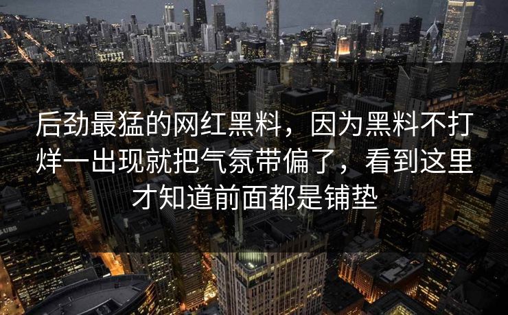 后劲最猛的网红黑料，因为黑料不打烊一出现就把气氛带偏了，看到这里才知道前面都是铺垫  第1张