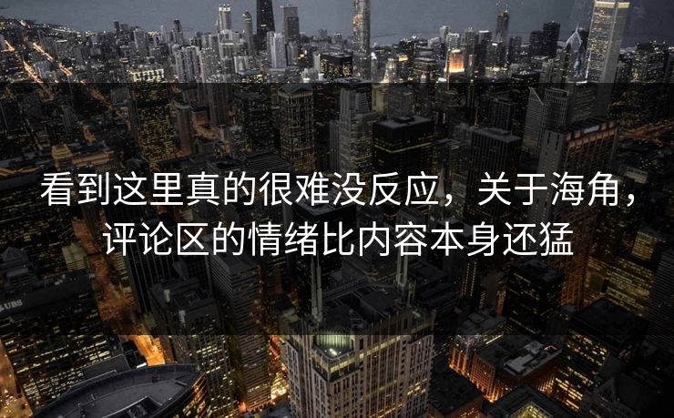 看到这里真的很难没反应，关于海角，评论区的情绪比内容本身还猛