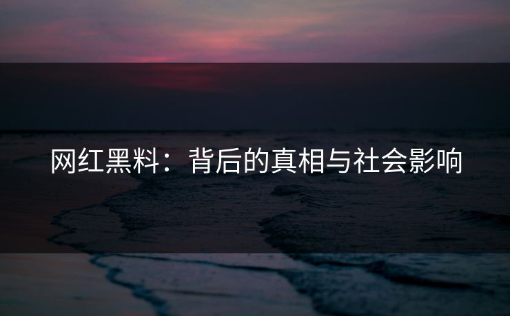 网红黑料：背后的真相与社会影响