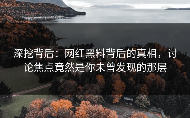 深挖背后:网红黑料背后的真相,讨论焦点竟然是你未曾发现的那层 第1张 深挖背后:网红黑料背后的真相,讨论焦点竟然是你未曾发现的那层 第1张