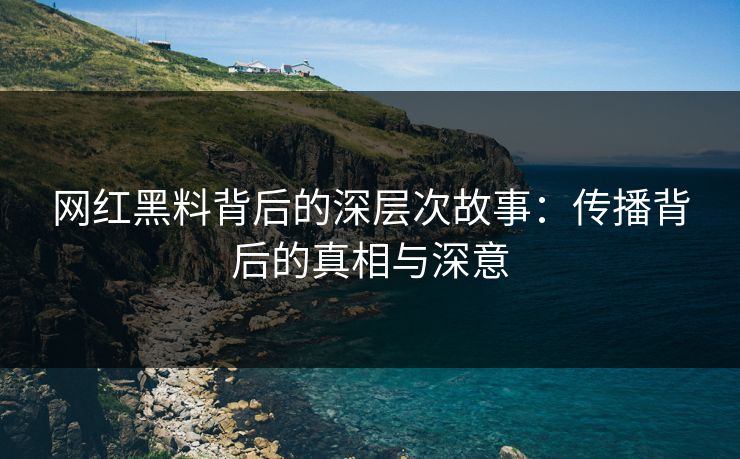 网红黑料背后的深层次故事：传播背后的真相与深意