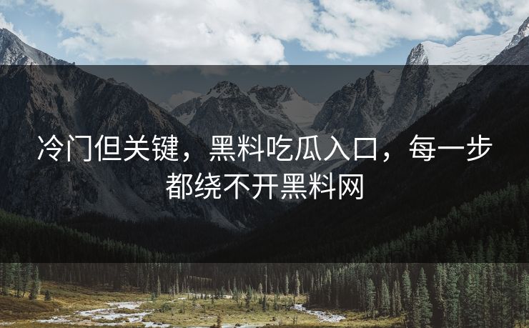 冷门但关键，黑料吃瓜入口，每一步都绕不开黑料网