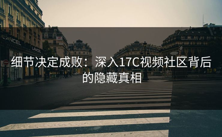 细节决定成败：深入17C视频社区背后的隐藏真相  第1张