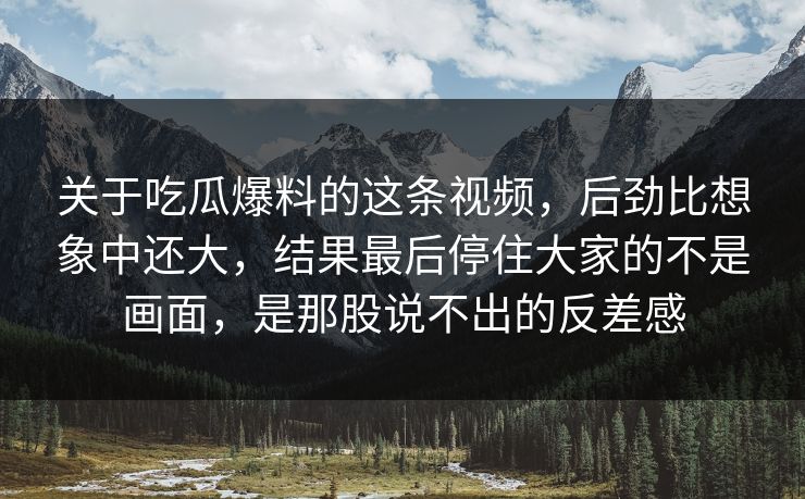 关于吃瓜爆料的这条视频，后劲比想象中还大，结果最后停住大家的不是画面，是那股说不出的反差感