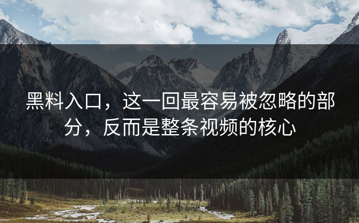 黑料入口,这一回最容易被忽略的部分,反而是整条视频的核心 黑料入口,这一回最容易被忽略的部分,反而是整条视频的核心
